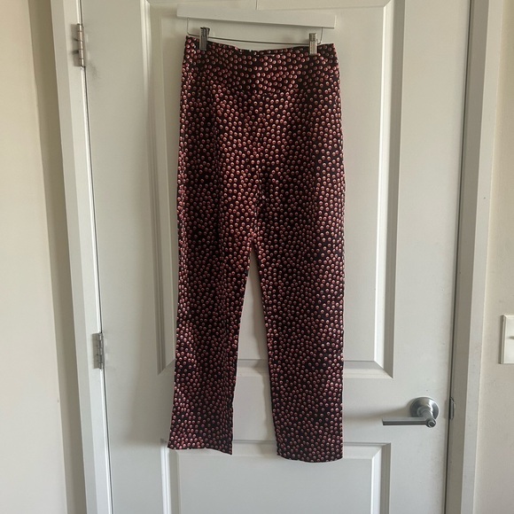 L’agence Adrienne Silk Pants Size Relaxed Fit Black Red Polka Dots $365 - Picture 4 of 12